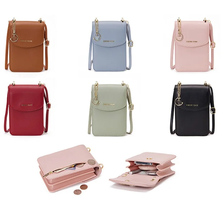 FOREVER YOUNG 6318-002 Grande Portafoglio in Pelle PU Borsa Porta Cosmetici Tracolla - Rosso Vino
