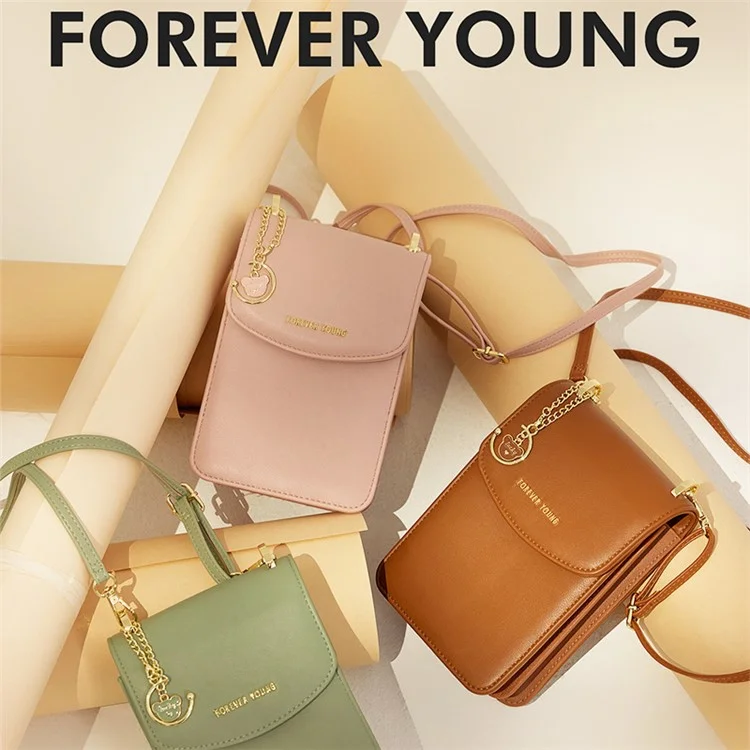 FOREVER YOUNG 6318-002 Grande Portafoglio in Pelle PU Borsa Porta Cosmetici Tracolla - Rosso Vino