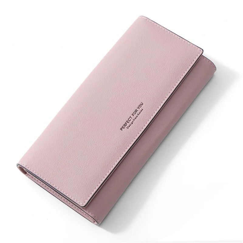 PERFECT FOR YOU G6933-001 Card Holder Long Purse PU Leather Women Wallet Cellphone Holder Clutch - Lotus Pink
