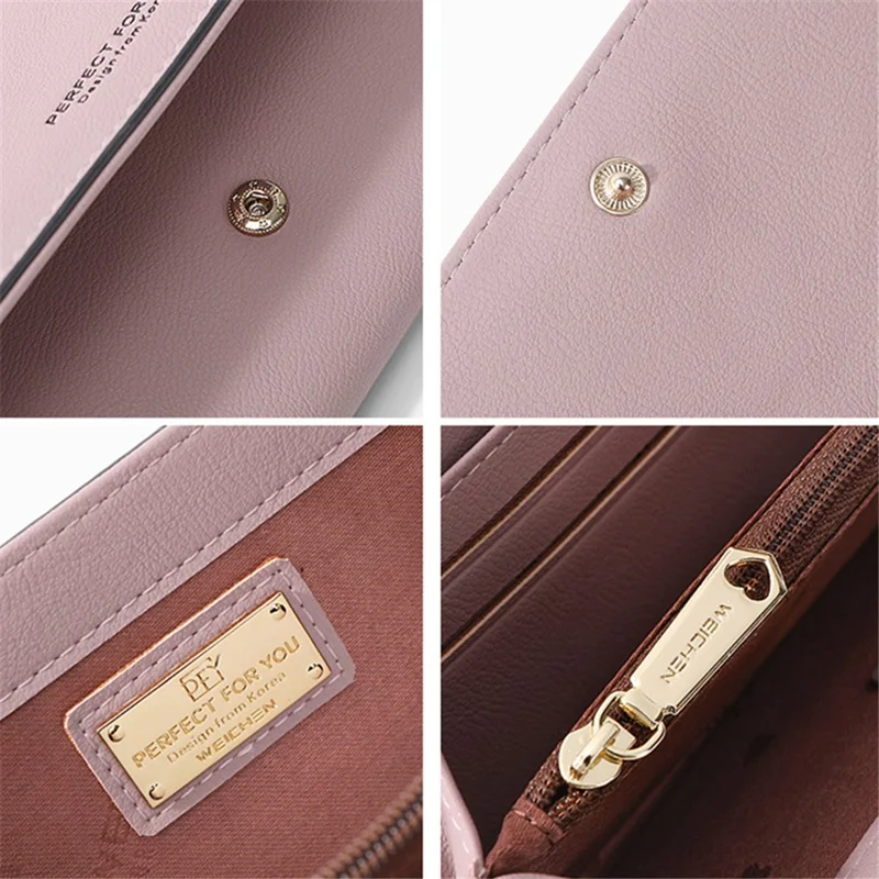 PERFECT FOR YOU G6933-001 Card Holder Long Purse PU Leather Women Wallet Cellphone Holder Clutch - Lotus Pink