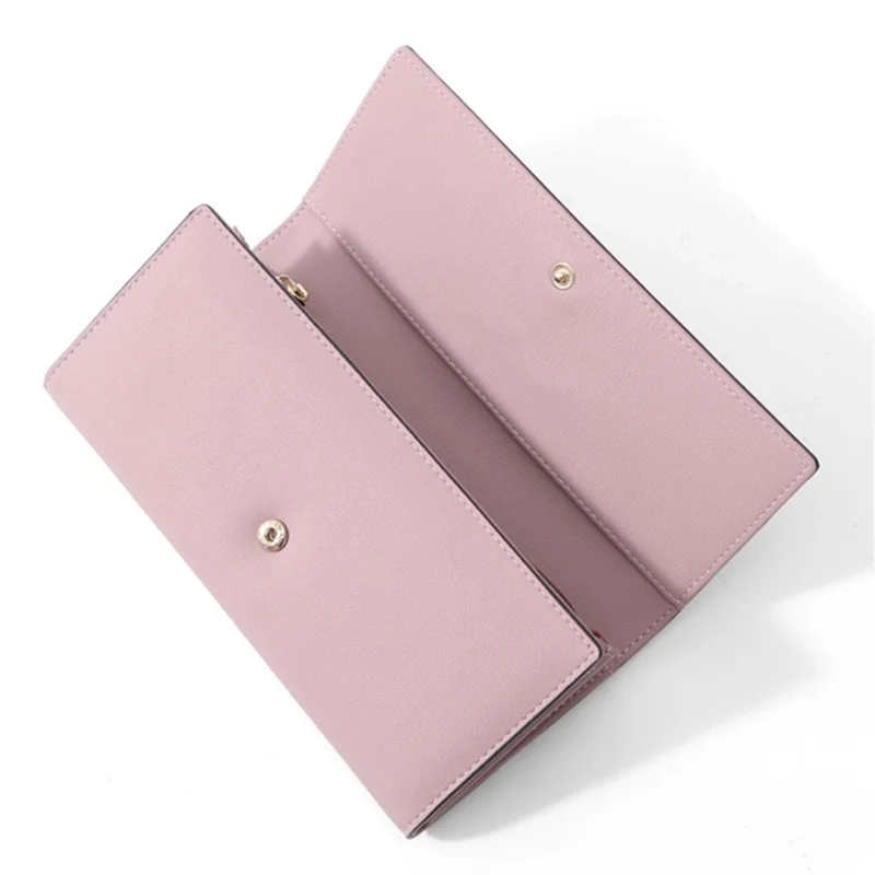 PERFECT FOR YOU G6933-001 Card Holder Long Purse PU Leather Women Wallet Cellphone Holder Clutch - Lotus Pink