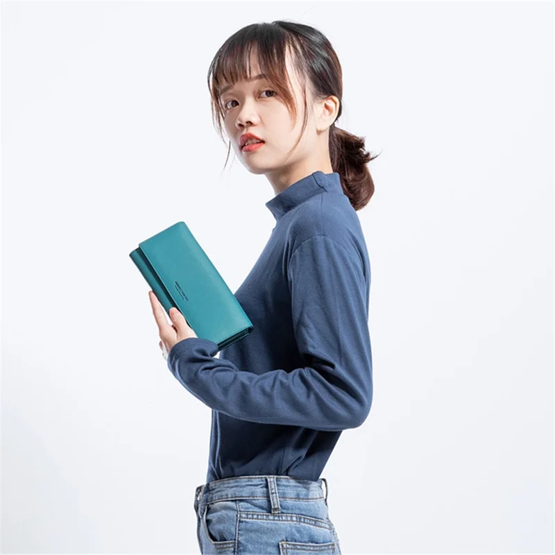 PERFECT FOR YOU G6933-001 Card Holder Long Purse PU Leather Women Wallet Cellphone Holder Clutch - Lotus Pink