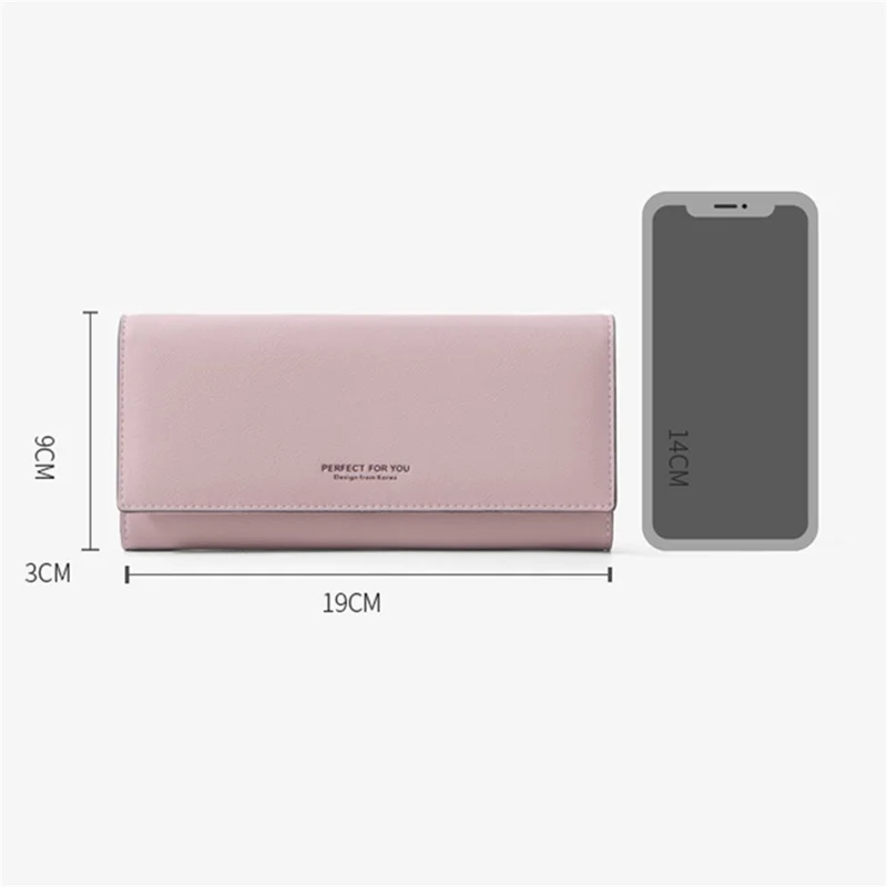 PERFECT FOR YOU G6933-001 Card Holder Long Purse PU Leather Women Wallet Cellphone Holder Clutch - Lotus Pink