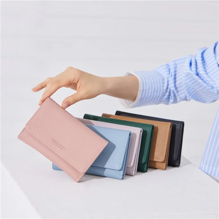 PERFECT FOR YOU 6338-008 Tri-fold Short Wallet PU Leather Women Cards Coins Storage Bag - Pink