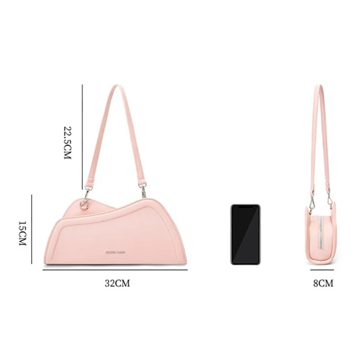 FOREVER YOUNG 8381-001 Unregelmäßige Unterarmtasche PU-Leder Damen Umhängetasche - Braun