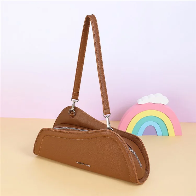 FOREVER YOUNG 8381-001 Unregelmäßige Unterarmtasche PU-Leder Damen Umhängetasche - Braun