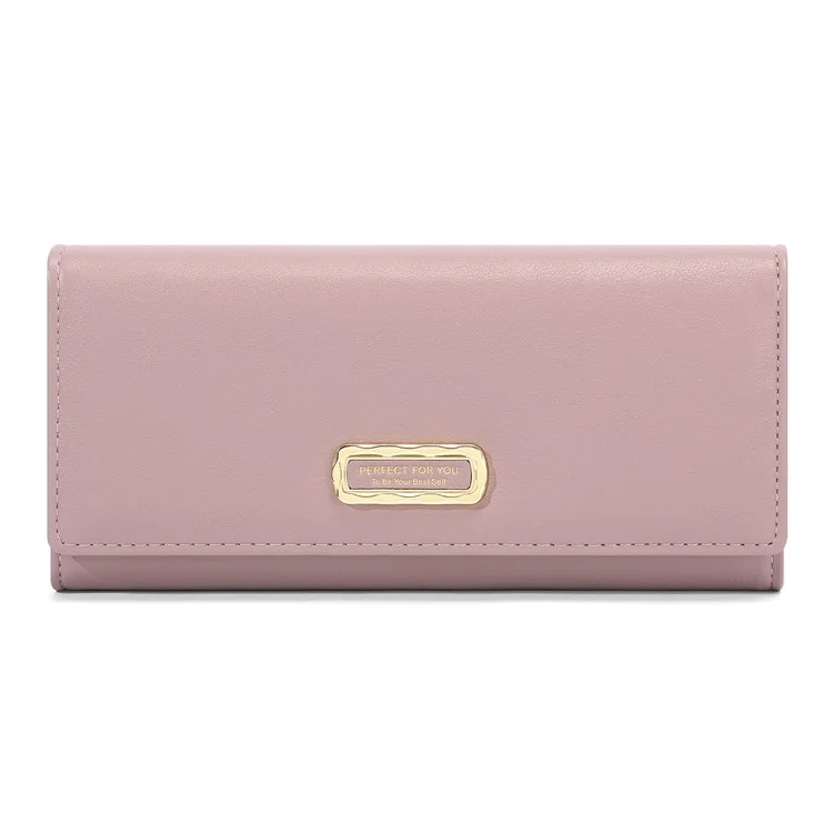 PERFECT FOR YOU 6301-010 PU Leather Cellphone Holder Long Wallet Women Tri-fold Clutch - Pink