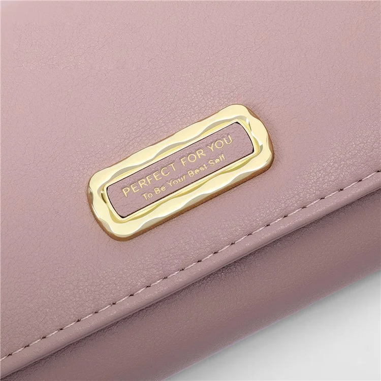 PERFECT FOR YOU 6301-010 PU Leather Cellphone Holder Long Wallet Women Tri-fold Clutch - Pink