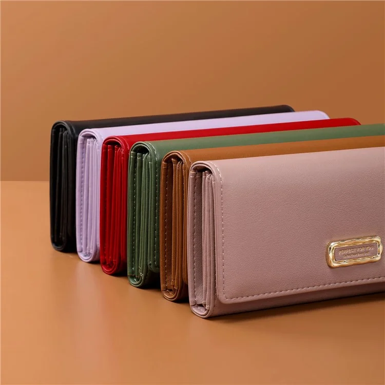 PERFECT FOR YOU 6301-010 PU Leather Cellphone Holder Long Wallet Women Tri-fold Clutch - Pink