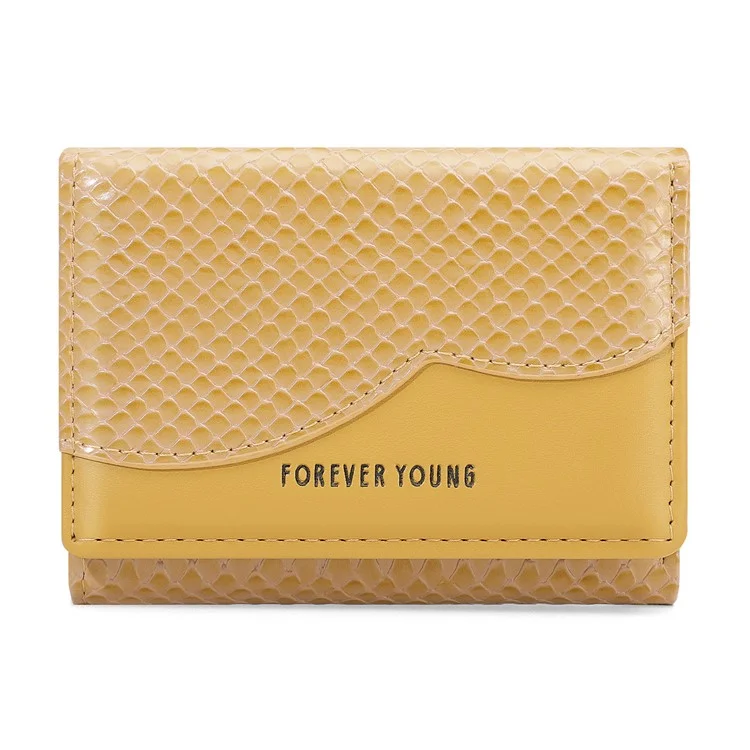 FOREVER YOUNG 8346-015Y Donna Borsa Portafoglio Trifold in Pelle PU con Textura di Serpente - Albicocca