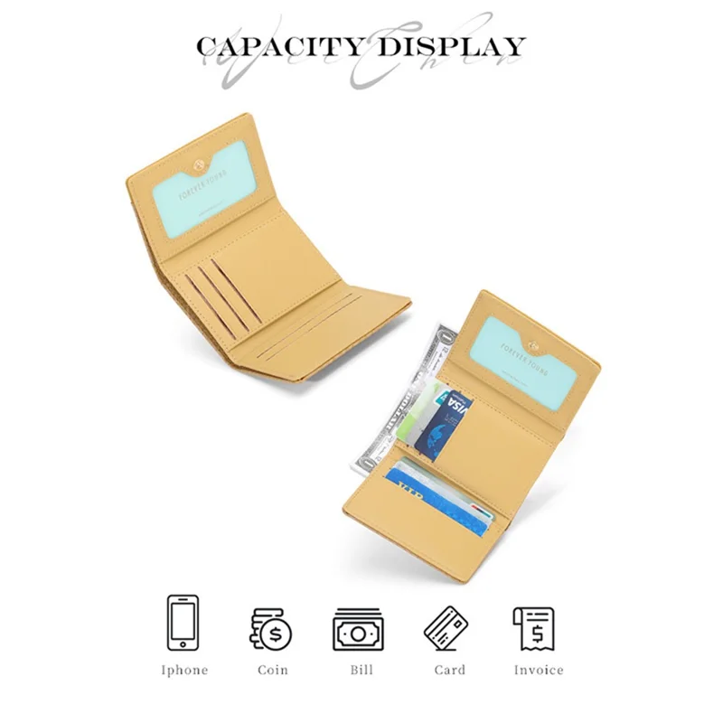 FOREVER YOUNG 8346-015Y Women Snake Texture PU Leather Short Wallet Card Holder Tri-fold Bag - Black