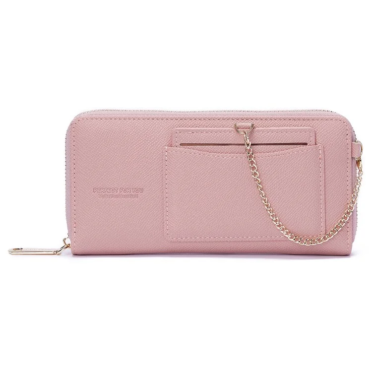 PERFECT FOR YOU 6306-002 Women Organ Long Purse PU Leather Cellphone Clutch with Separate Card Holder - Pink
