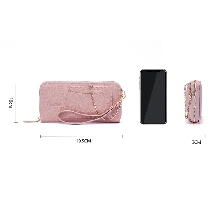 PERFECT FOR YOU 6306-002 Women Organ Long Purse PU Leather Cellphone Clutch with Separate Card Holder - Pink