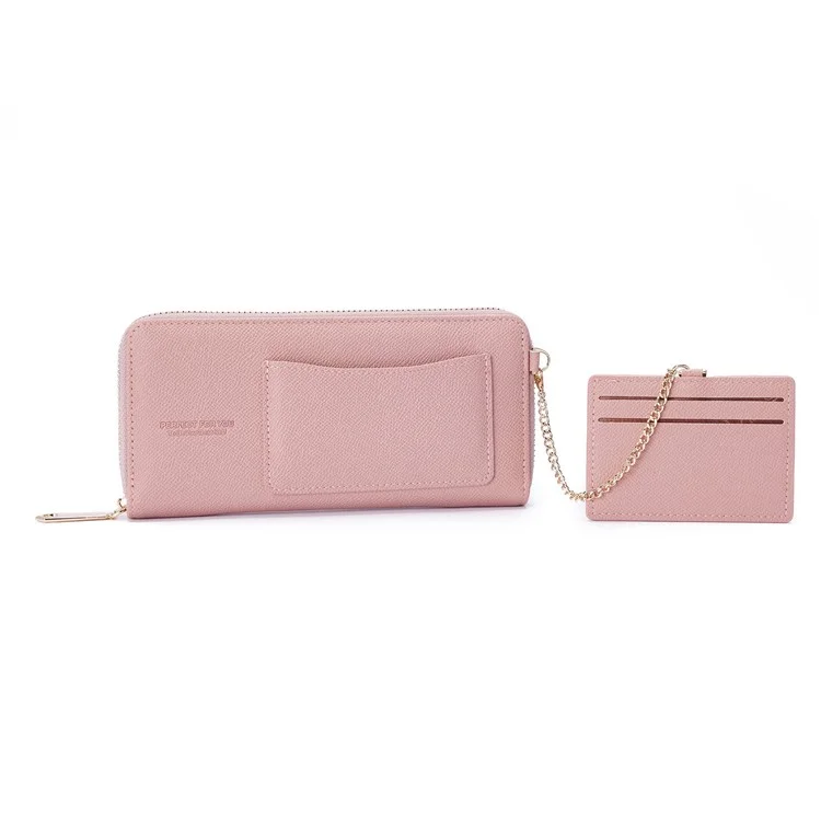 PERFECT FOR YOU 6306-002 Women Organ Long Purse PU Leather Cellphone Clutch with Separate Card Holder - Pink