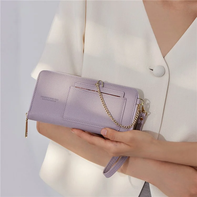 PERFECT FOR YOU 6306-002 Women Organ Long Purse PU Leather Cellphone Clutch with Separate Card Holder - Pink
