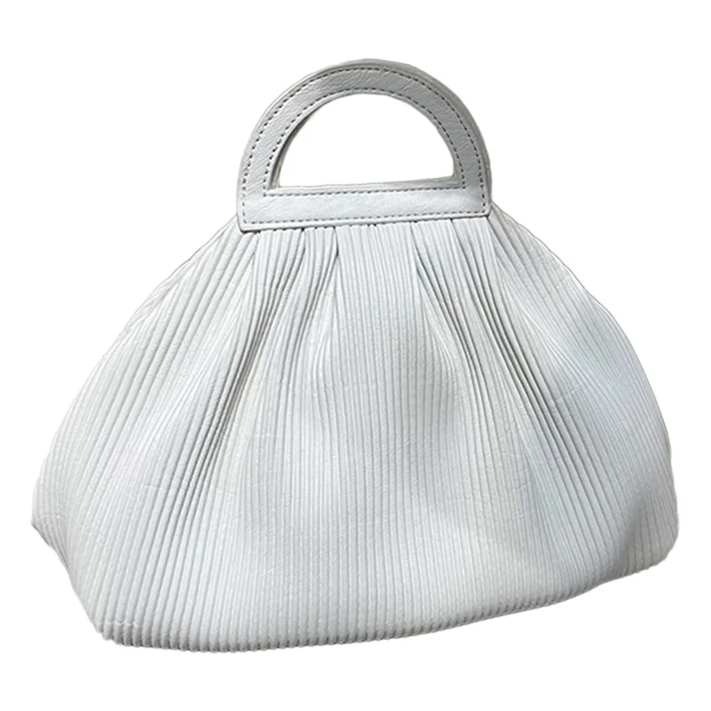 Velvet Handbag Crumple Design Clutch Purse Shoulder Crossbody Bag Daypack - White