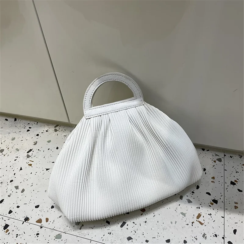 Velvet Handbag Crumple Design Clutch Purse Shoulder Crossbody Bag Daypack - White