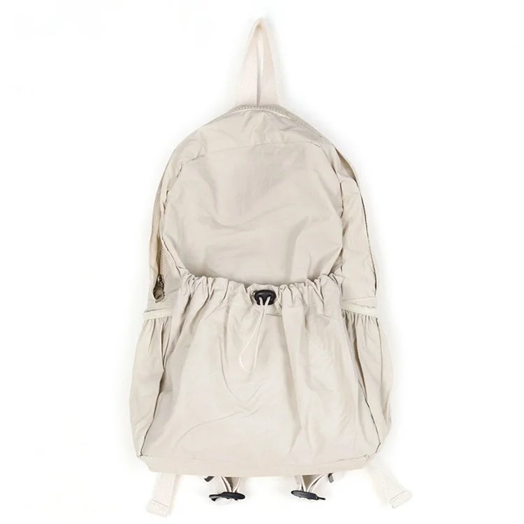 Mochila Escolar de Nylon Leve, de Grande Capacidade - Casual e para Viagem, Cor Bege