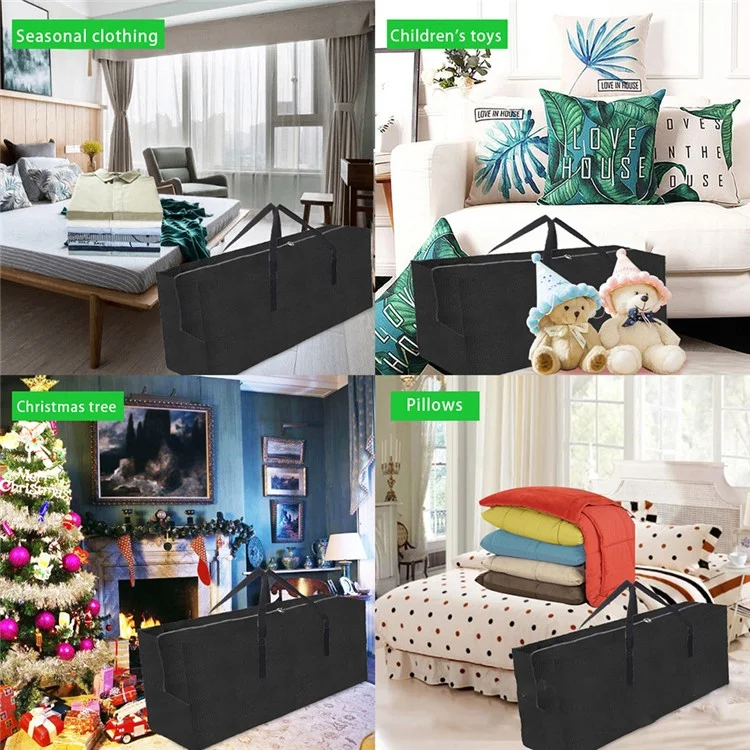 210D Oxford Cloth Waterproof Furniture Cushion Storage Bag with Handle for Garden Patio - 122*39*55cm