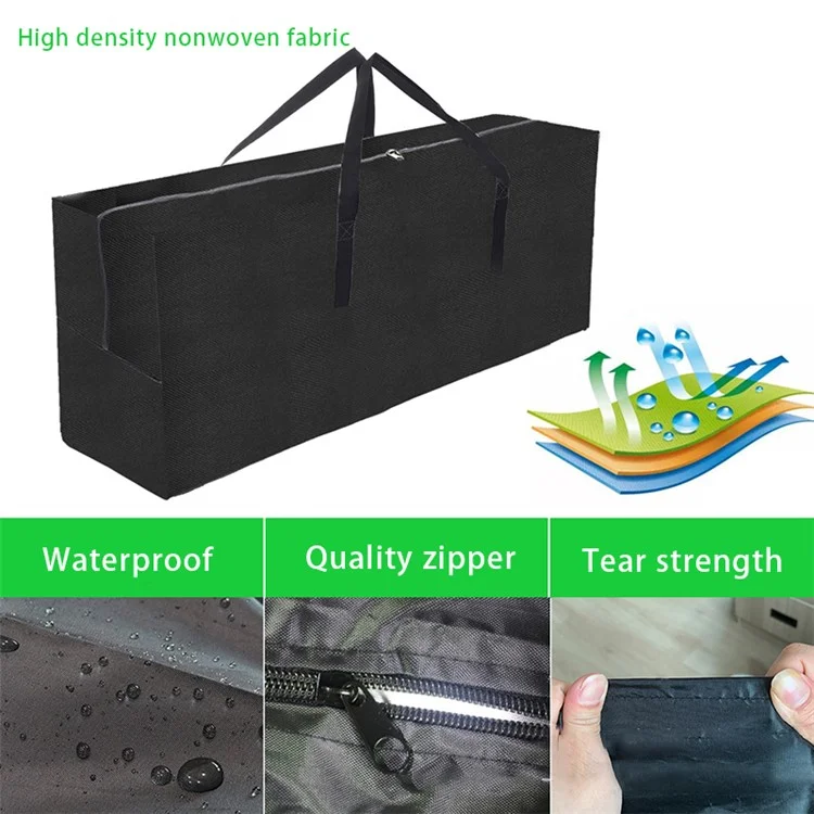 210D Oxford Cloth Waterproof Furniture Cushion Storage Bag with Handle for Garden Patio - 122*39*55cm