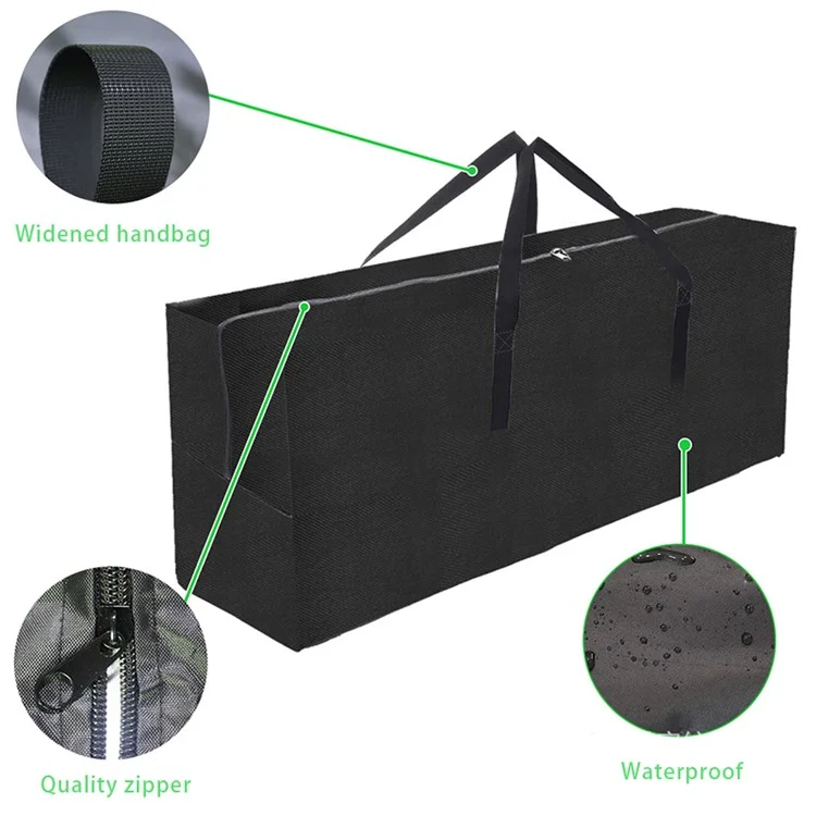 210D Oxford Cloth Waterproof Furniture Cushion Storage Bag with Handle for Garden Patio - 122*39*55cm