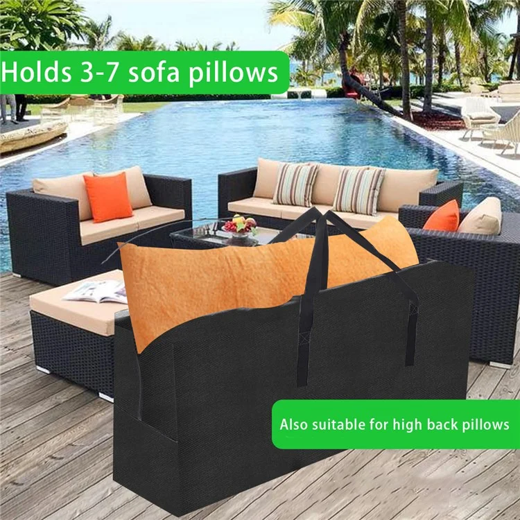 210D Oxford Cloth Waterproof Furniture Cushion Storage Bag with Handle for Garden Patio - 122*39*55cm