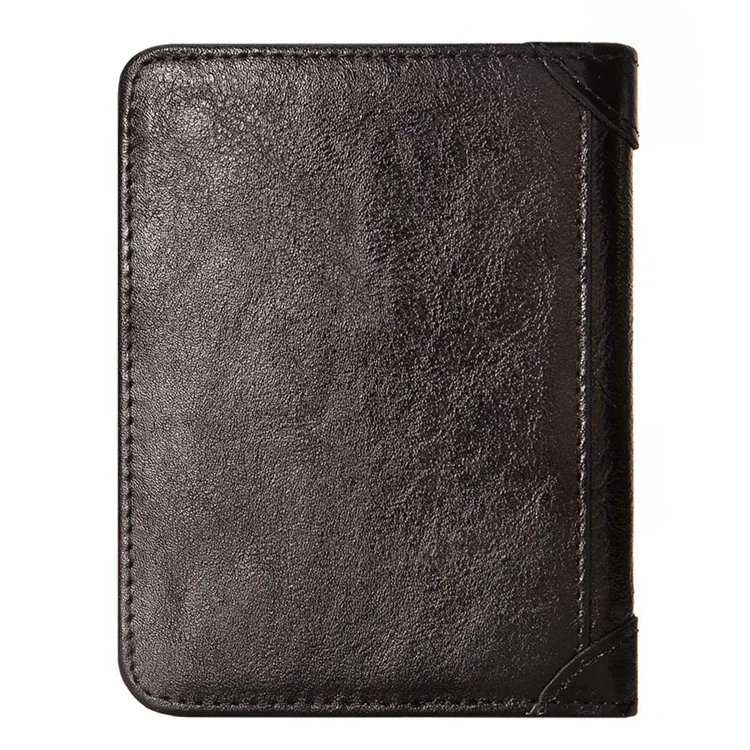 HUMERPAUL BP722 Top Layer Cowhide Leather Slim Wallet RFID Blocking Card Slot Coin Purse Bag - Schwarz