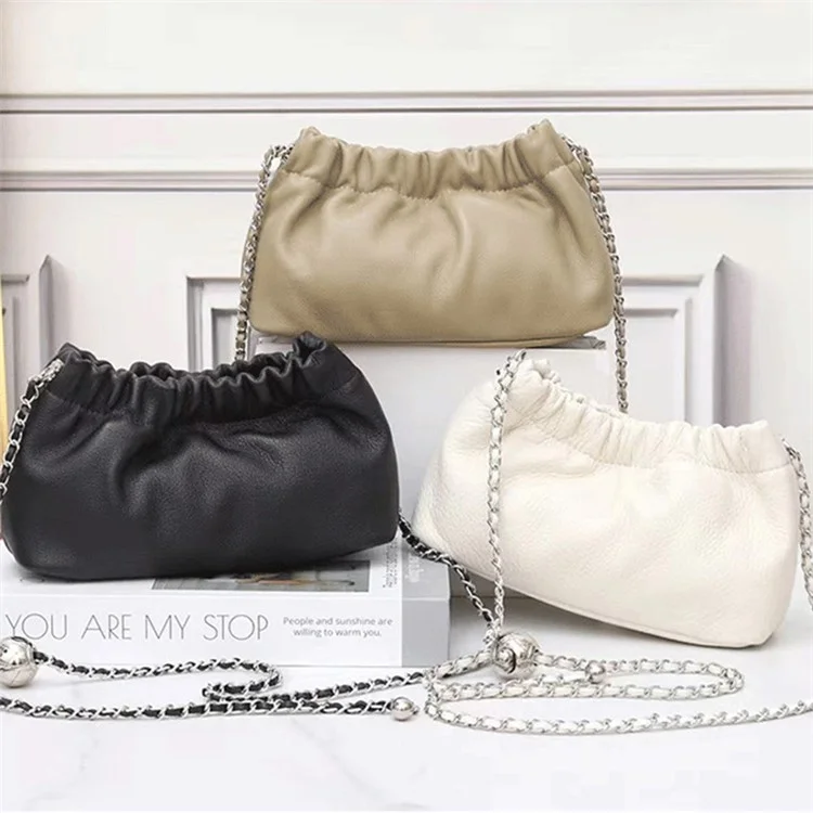 Sac à bandoulière en cuir de vache de qualité supérieure pour femmes - Sac à épaule froissé pour fille - Noir