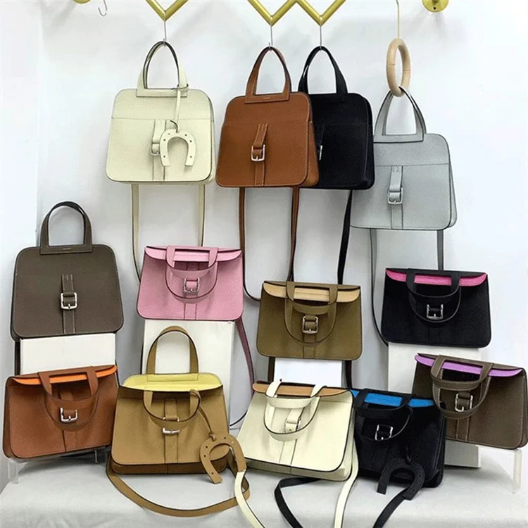 Sac à bandoulière en cuir de vache de première qualité pour femmes - Beige / Marron