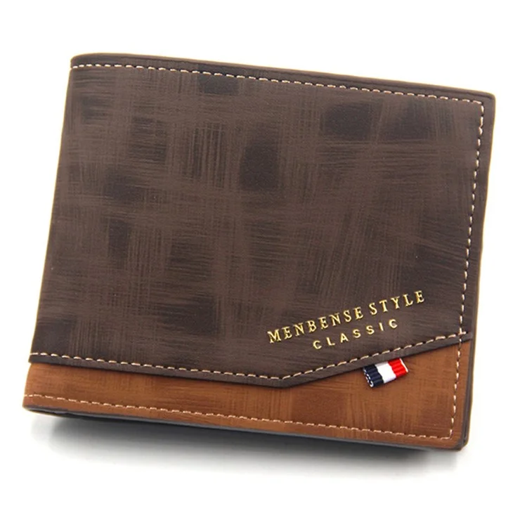 MENBENSE D3301-4 Portafoglio da Uomo in Pelle PU, Porta Carte di Credito, Portamonete - Marrone Scuro