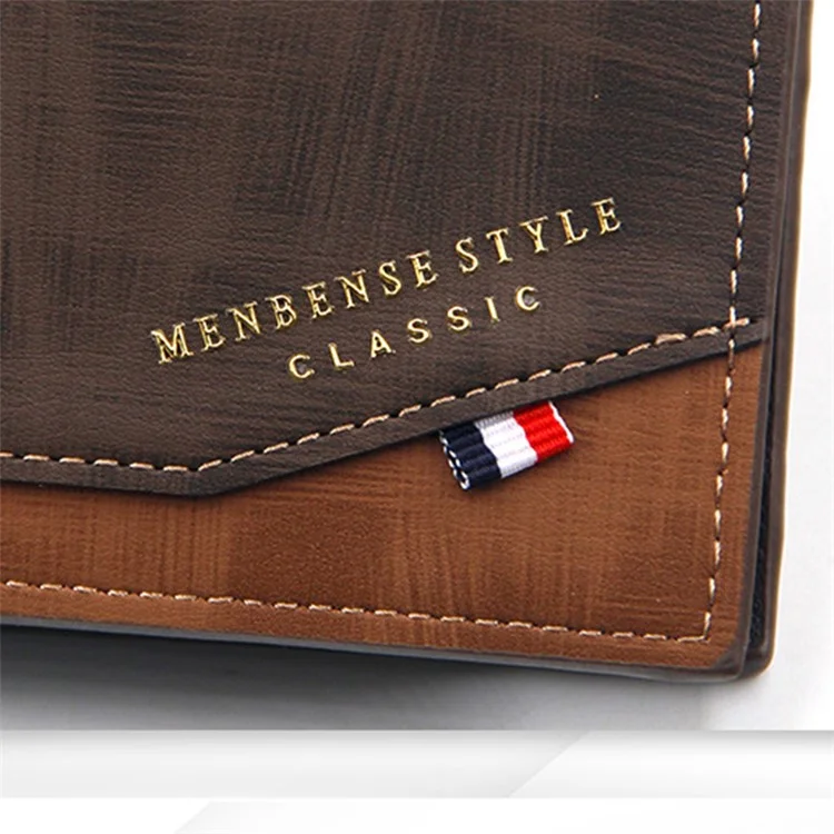 MENBENSE D3301-4 Portafoglio da Uomo in Pelle PU, Porta Carte di Credito, Portamonete - Marrone Scuro