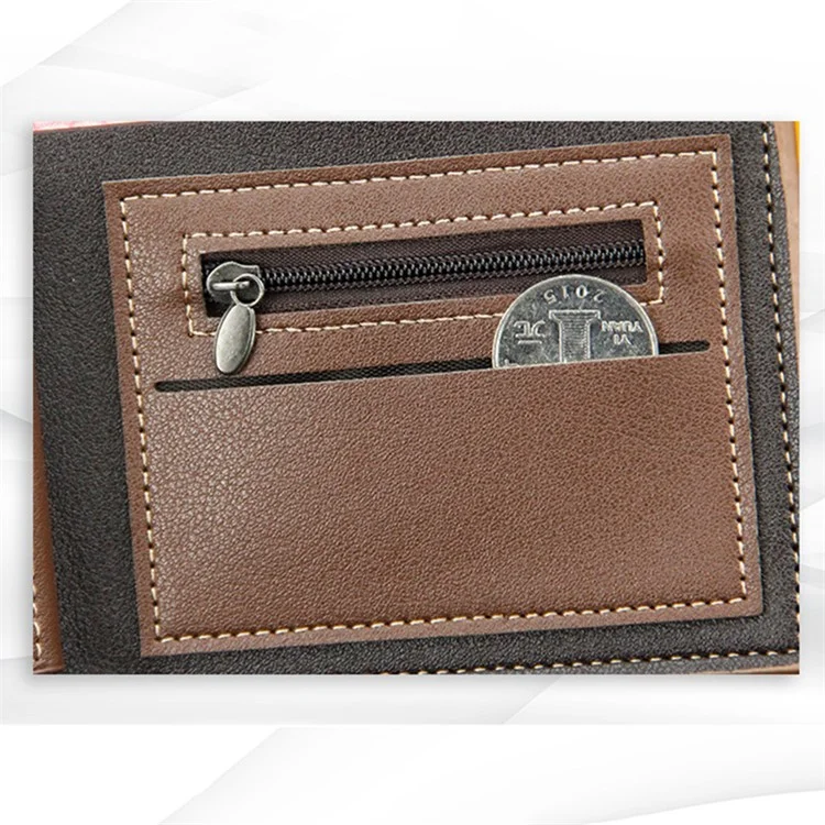 MENBENSE D3301-4 Portafoglio da Uomo in Pelle PU, Porta Carte di Credito, Portamonete - Marrone Scuro