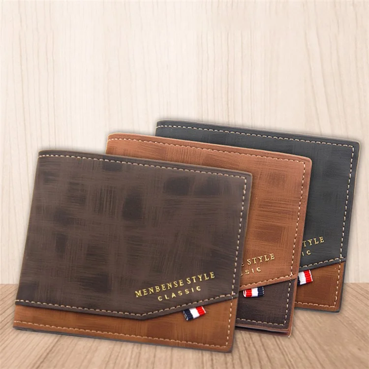 MENBENSE D3301-4 Portafoglio da Uomo in Pelle PU, Porta Carte di Credito, Portamonete - Marrone Scuro