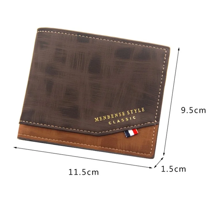 MENBENSE D3301-4 Portafoglio da Uomo in Pelle PU, Porta Carte di Credito, Portamonete - Marrone Scuro