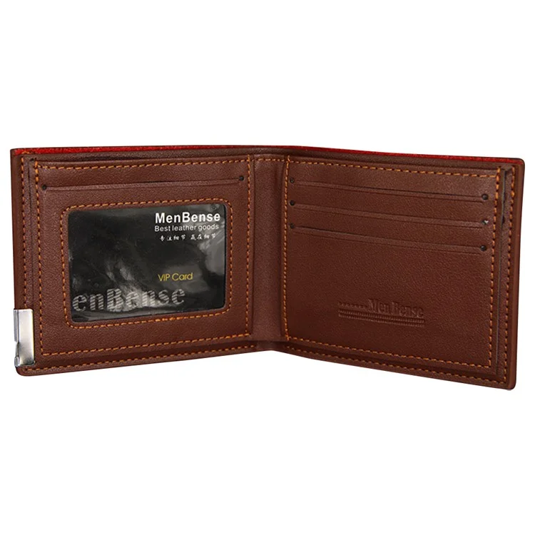 MENBENSE 119B-189 Cartera de Tarjetas para Hombres Billetera de Cuero PU Monedero de Almacenamiento - Marrón Claro