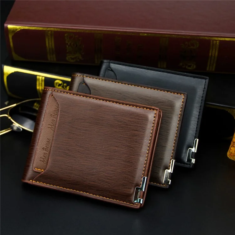 MENBENSE 119B-189 Cartera de Tarjetas para Hombres Billetera de Cuero PU Monedero de Almacenamiento - Marrón Claro