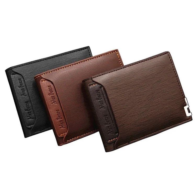 MENBENSE 119B-189 Cartera de Tarjetas para Hombres Billetera de Cuero PU Monedero de Almacenamiento - Marrón Claro