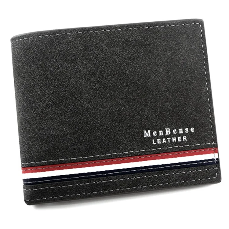 MENBENSE D3301-19 Portefeuille en cuir PU pour hommes Plusieurs emplacements pour cartes Poche de rangement Mini sac à main - Noir