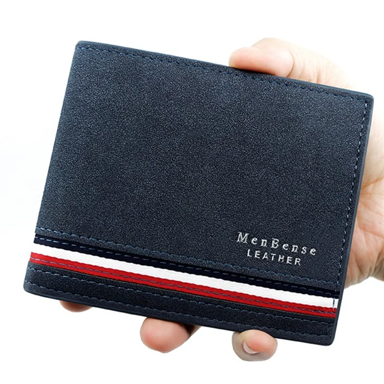 MENBENSE D3301-19 Portefeuille en cuir PU pour hommes Plusieurs emplacements pour cartes Poche de rangement Mini sac à main - Noir