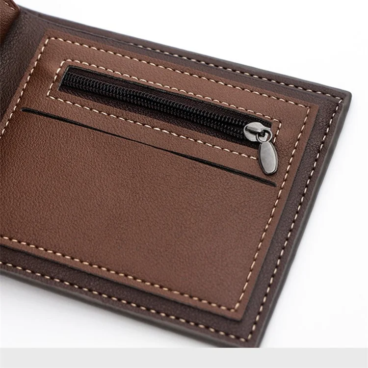 MENBENSE D3301-19 Portefeuille en cuir PU pour hommes Plusieurs emplacements pour cartes Poche de rangement Mini sac à main - Noir
