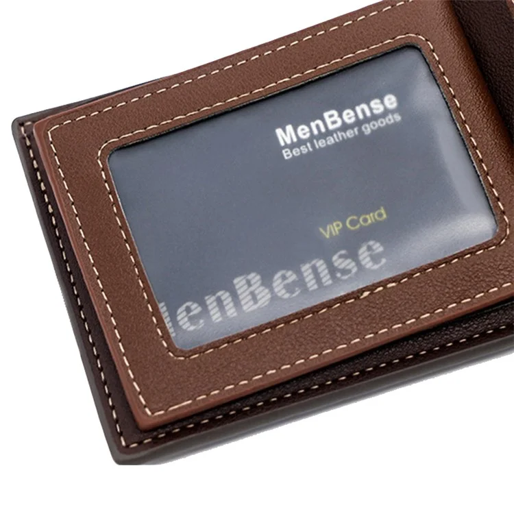MENBENSE D3301-19 Portefeuille en cuir PU pour hommes Plusieurs emplacements pour cartes Poche de rangement Mini sac à main - Noir