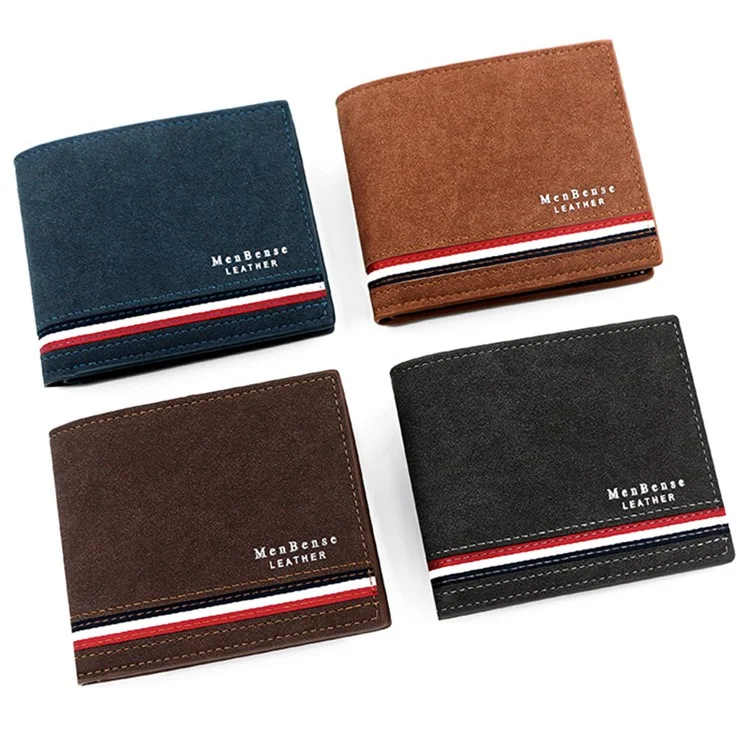 MENBENSE D3301-19 Portefeuille en cuir PU pour hommes Plusieurs emplacements pour cartes Poche de rangement Mini sac à main - Noir