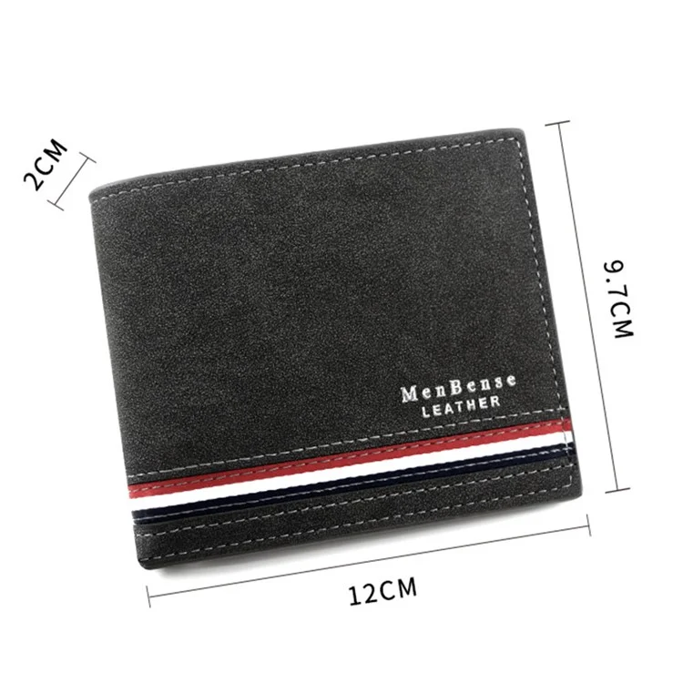 MENBENSE D3301-19 Portefeuille en cuir PU pour hommes Plusieurs emplacements pour cartes Poche de rangement Mini sac à main - Noir