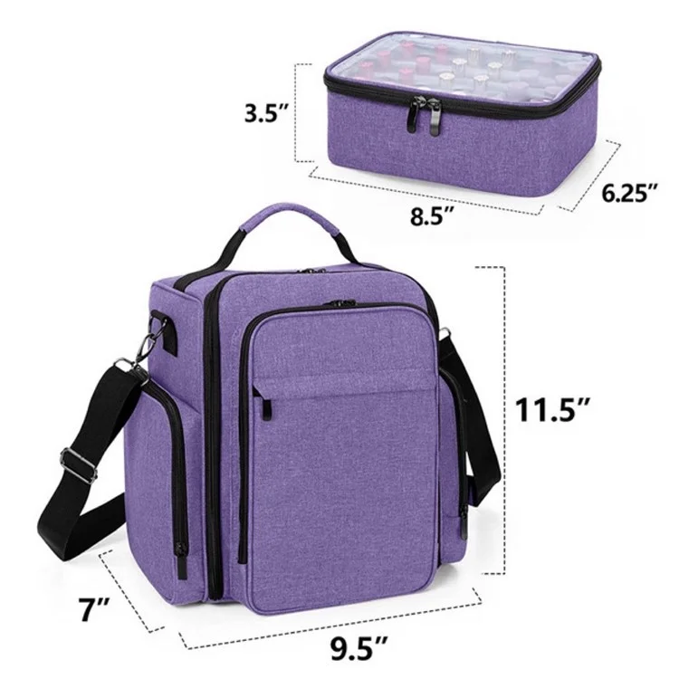 Organisateur de vernis à ongles à double couche avec 2 pochettes amovibles et compartiments de rangement pour les outils