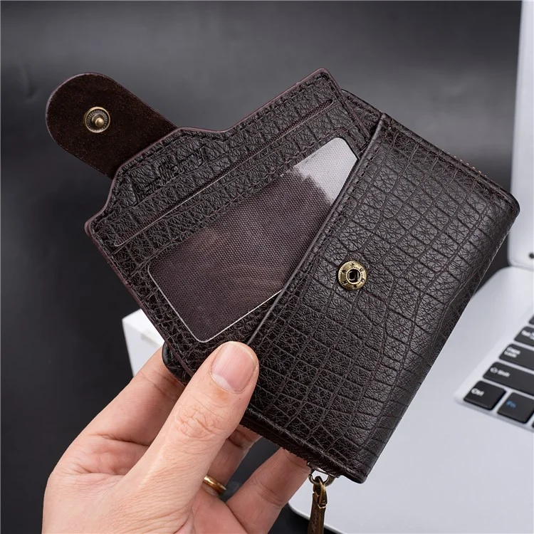 BAELLERRY K9222 Textured Wallet PU Leather Men's Card Holder Pouch Coin Storage Bag - Coffee