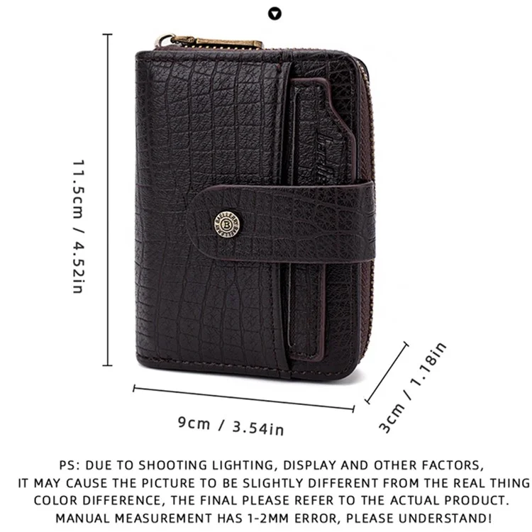BAELLERRY K9222 Textured Wallet PU Leather Men's Card Holder Pouch Coin Storage Bag - Coffee