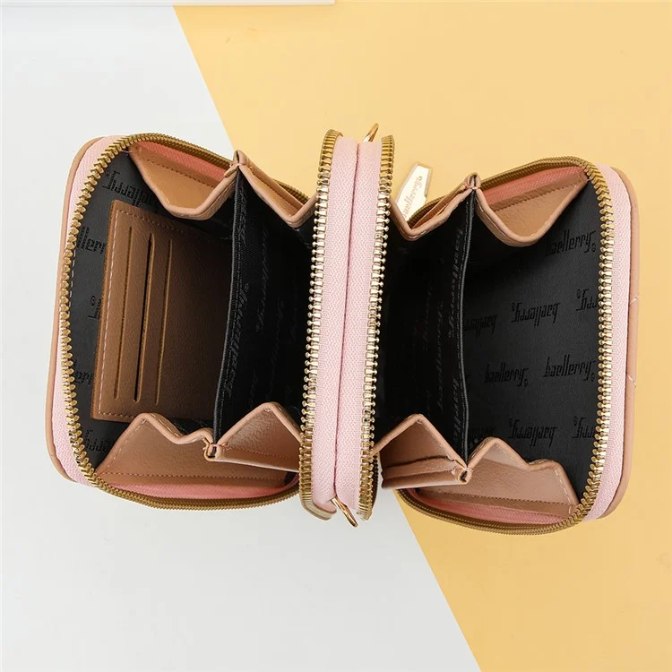 BAELLERRY N0111 Zipper Design PU Leather Crossbody Bag Phone Pouch Shoulder Bag for Travel, Daily Use - Pink