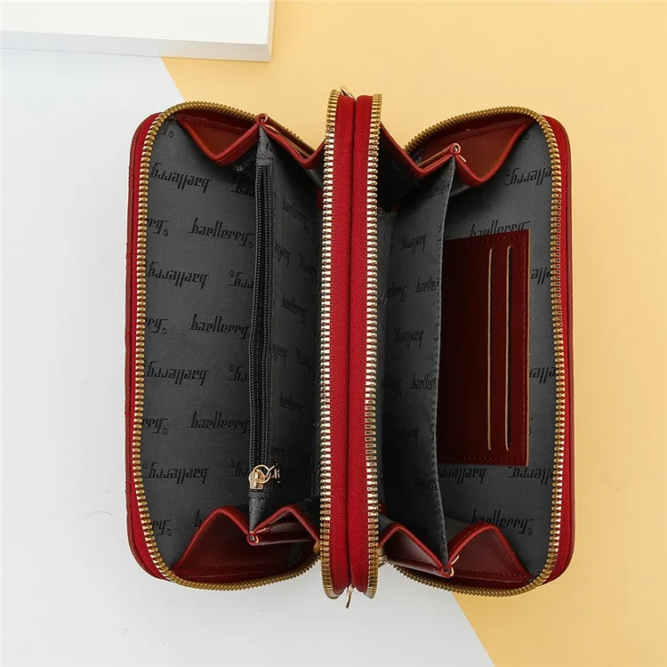 BAELLERRY N0112 Rhombus Grid Stitching Crossbody Bag PU Leder Damen Tagesrucksack Umhängetasche - Rot