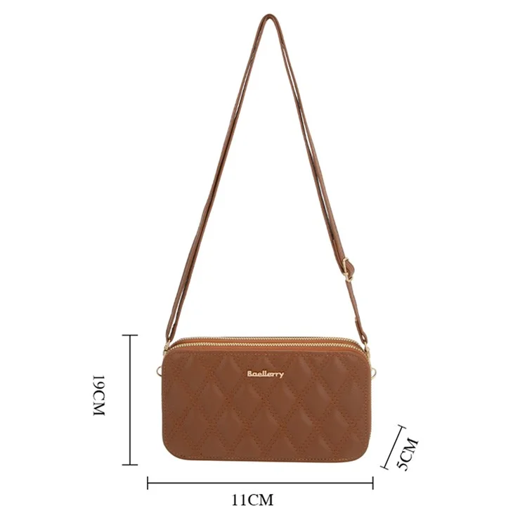 BAELLERRY N0112 Rhombus Grid Stitching Crossbody Bag PU Leder Damen Tagesrucksack Umhängetasche - Rot