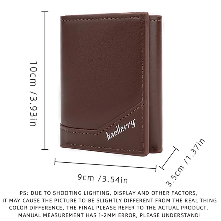 BAELLERRY K9214 Portafoglio Uomo in Pelle PU + Metallo con Blocco RFID e Design Pop-Up - Marrone